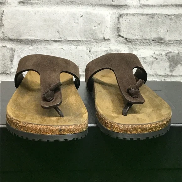 NIB Saint Laurent T Strap Thong Suede and Cork Sandals - Size 37 - Picture 3 of 11